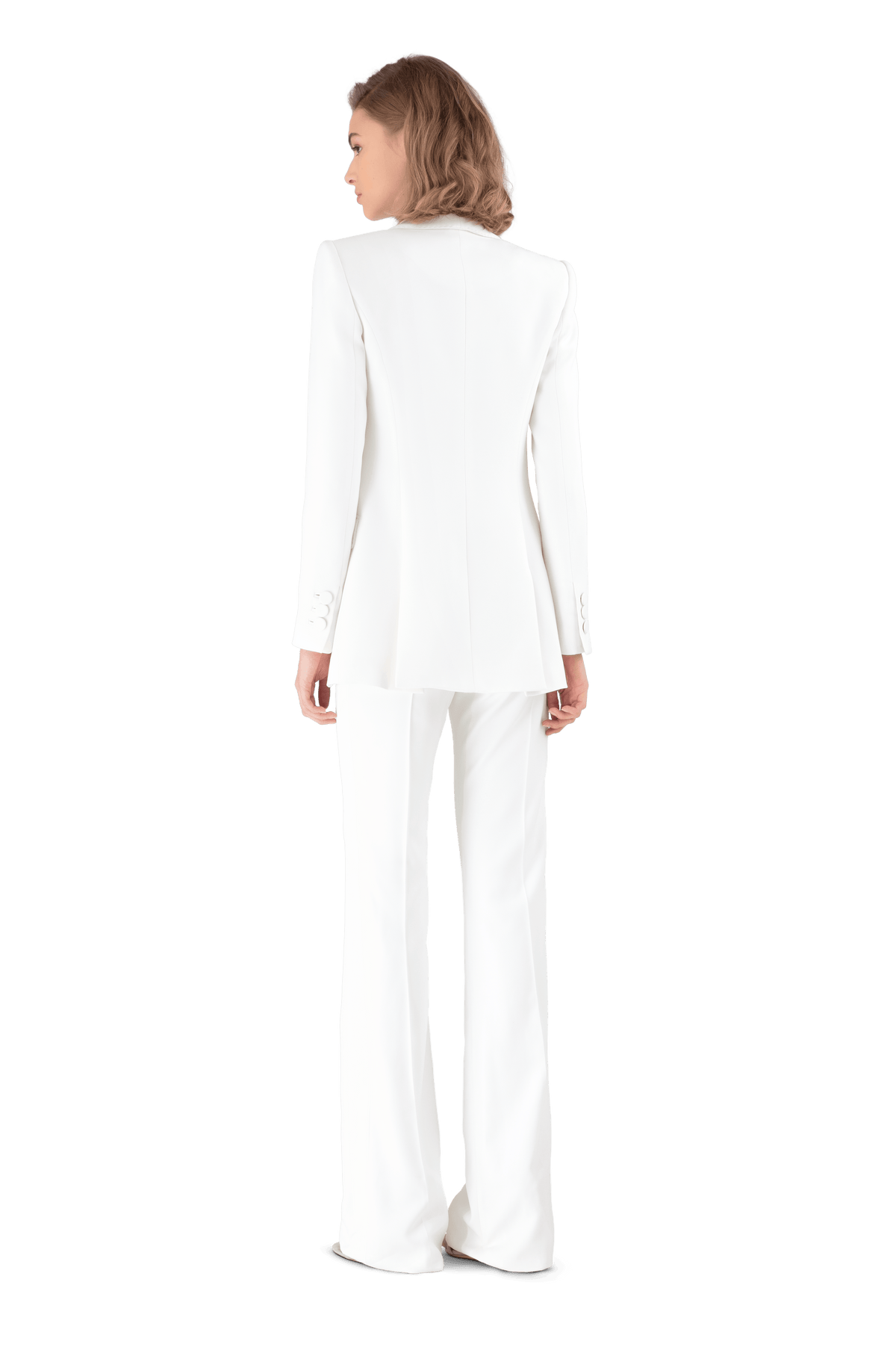 White Satin Crepe Tailored Blazer